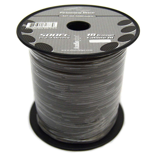 Audiopipe AP18500GREY 18 Gauge Primary Wire 500 Ft Spool – Gray Automotive Power/Ground Wire, Stranded Copper, Flexible Car Audio & Electrical Wire