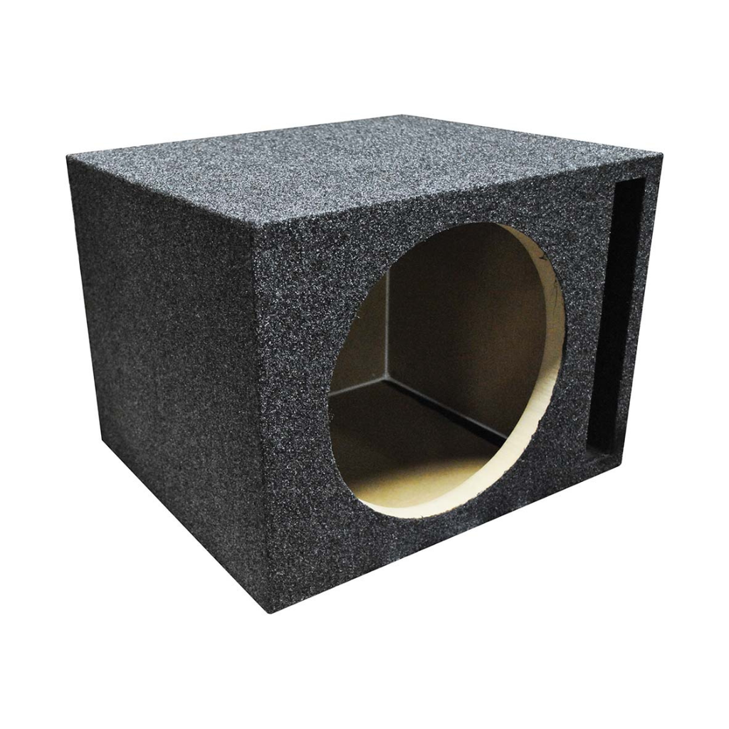 Q Power 15 Inch Heavy-Duty Single Vented Carpet Covered Durable Car Audio Vehicle Subwoofer Enclosure Woofer Box, Charcoal Gray