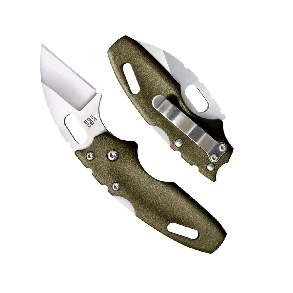Cold Steel Mini Tuff Lite 2" 4034SS Sheepsfoot Razor-Sharp Blade 3" Griv-Ex OD Green Handle Everyday Carry Pocket Folding Knife