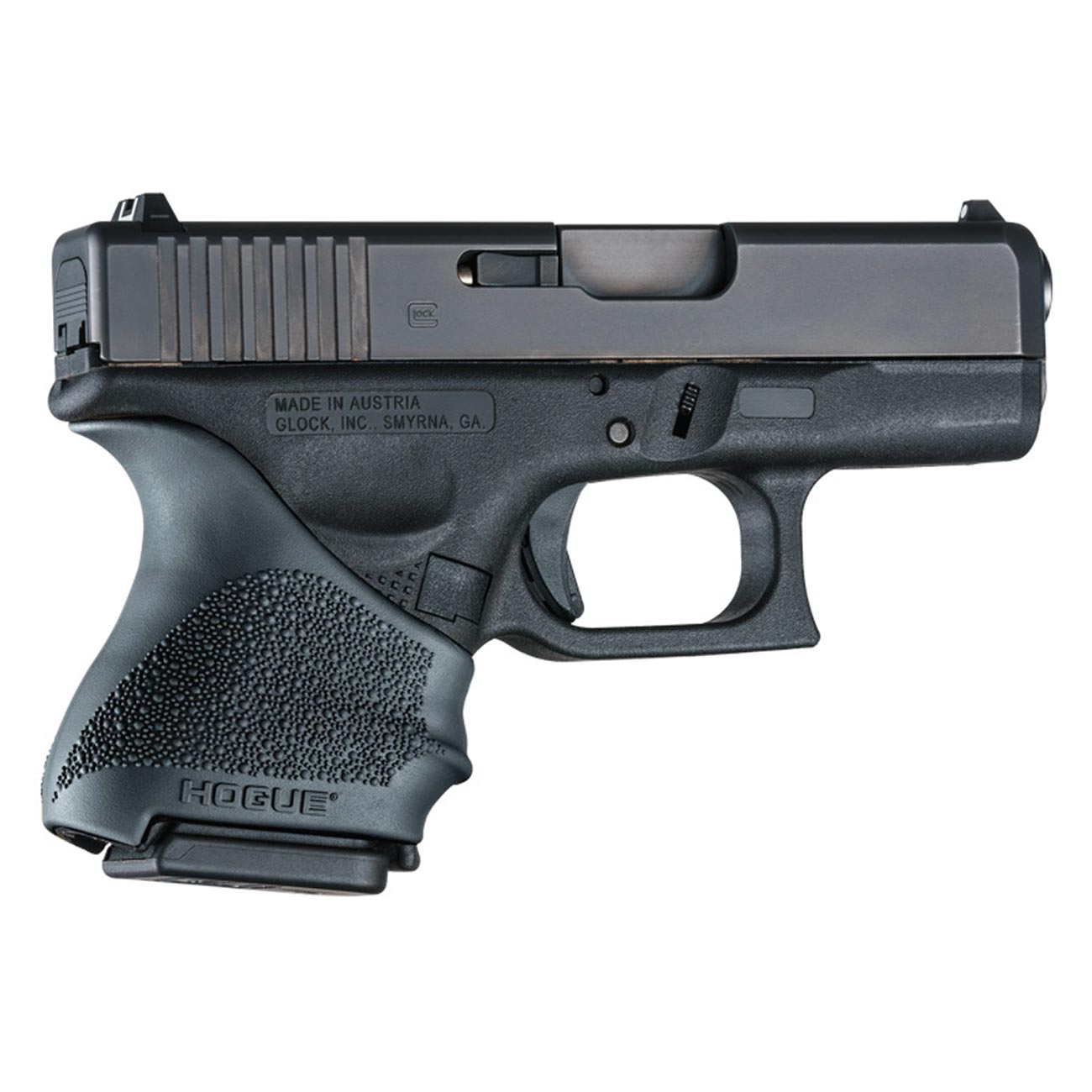 Hogue HandAll Beavertail Rubber Grip Sleeve for GLOCK 26, 27, 29, 33, 39 (Gen 3 & 4), Black - 18600