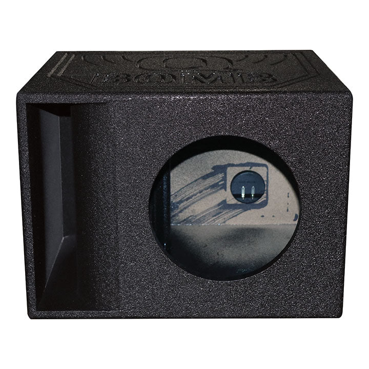 Rockville RQB10HP Single 10" Horn Ported Subwoofer Enclosure, 2.01 Cu Ft, 30 Hz Tuning, Bed Liner Finish, Spring-Loaded Terminals, for Car Audio Enthusiasts