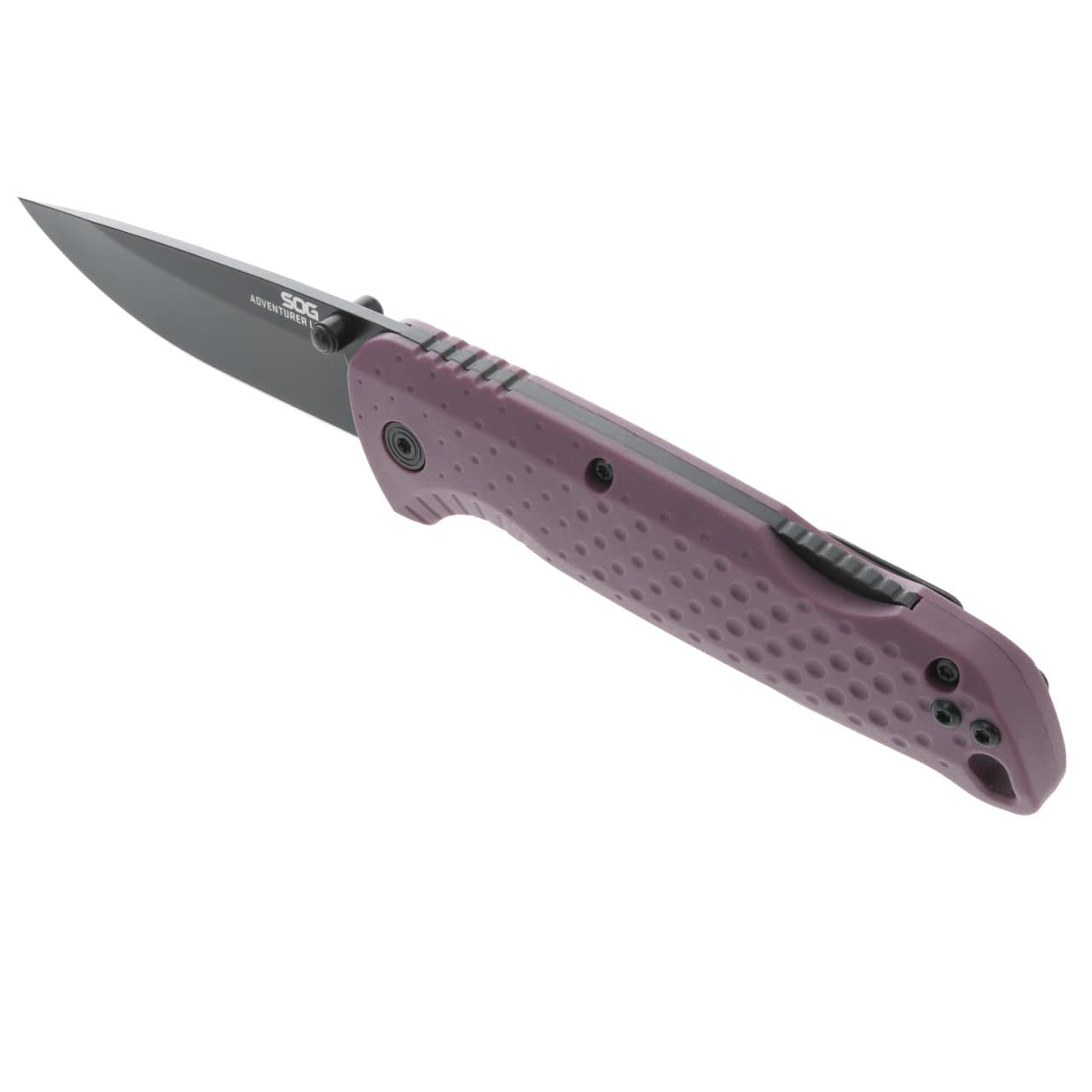 SOG Adventurer LB 3" Lightweight Portable Outdoor Folding Knife | CRYO 5CR15MOV Steel | GRN Handle | Lock-Back Mechanism, Dusk Purple/Black, Blister Pack