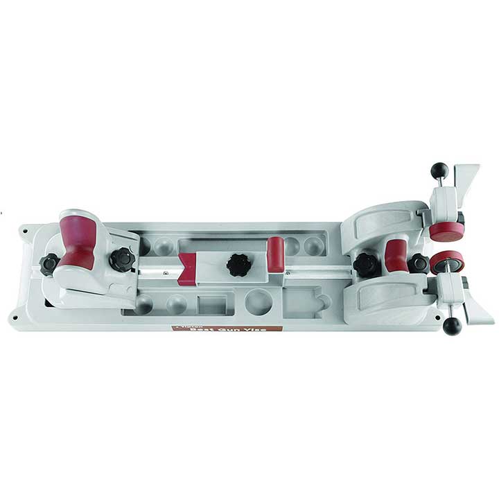 Tipton Best Gun Vise with Secure Adjustable Cradle, Storage Compartments for Cleaning, Gunsmithing and Firearm Maintenance, Red/Grey