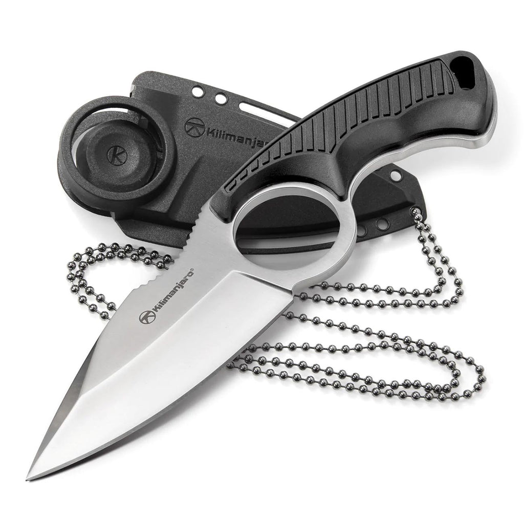 Kilimanjaro Stretta 910106 6.75" Drop Point Neck Knife – Fixed Blade EDC Knife with Sheath, Compact Outdoor Utility Knife