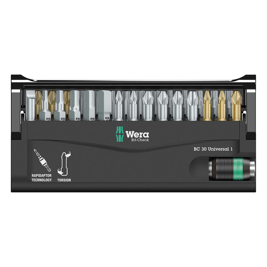 Wera - 5056440001 BC Universal Rapidaptor Bit-Check, 30-Piece Set