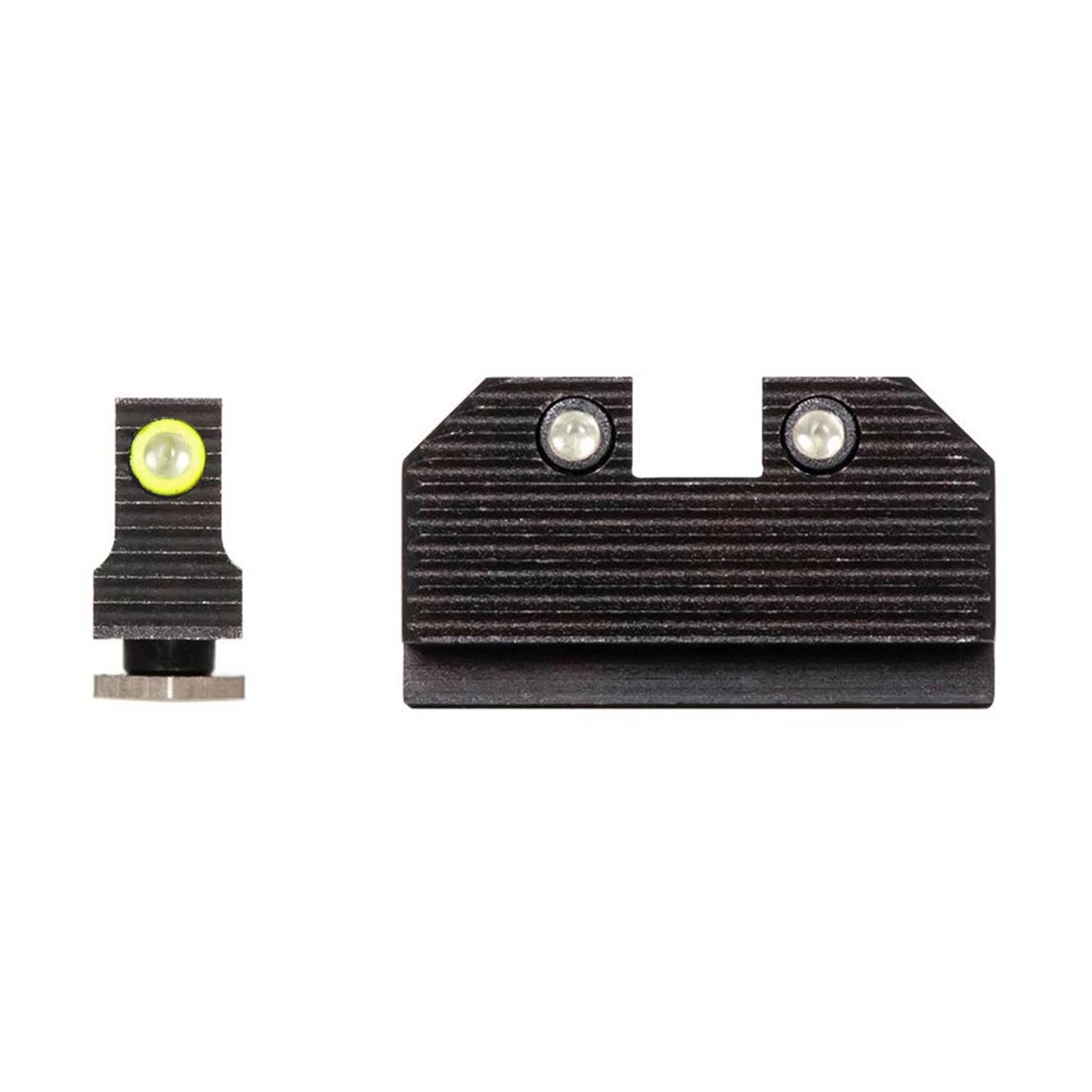 Night Fision Optics Ready Stealth .290-.313 Night Sight Set Compatible with Glосk 17/19/34, Yellow Front Ring, Black Rear Rings