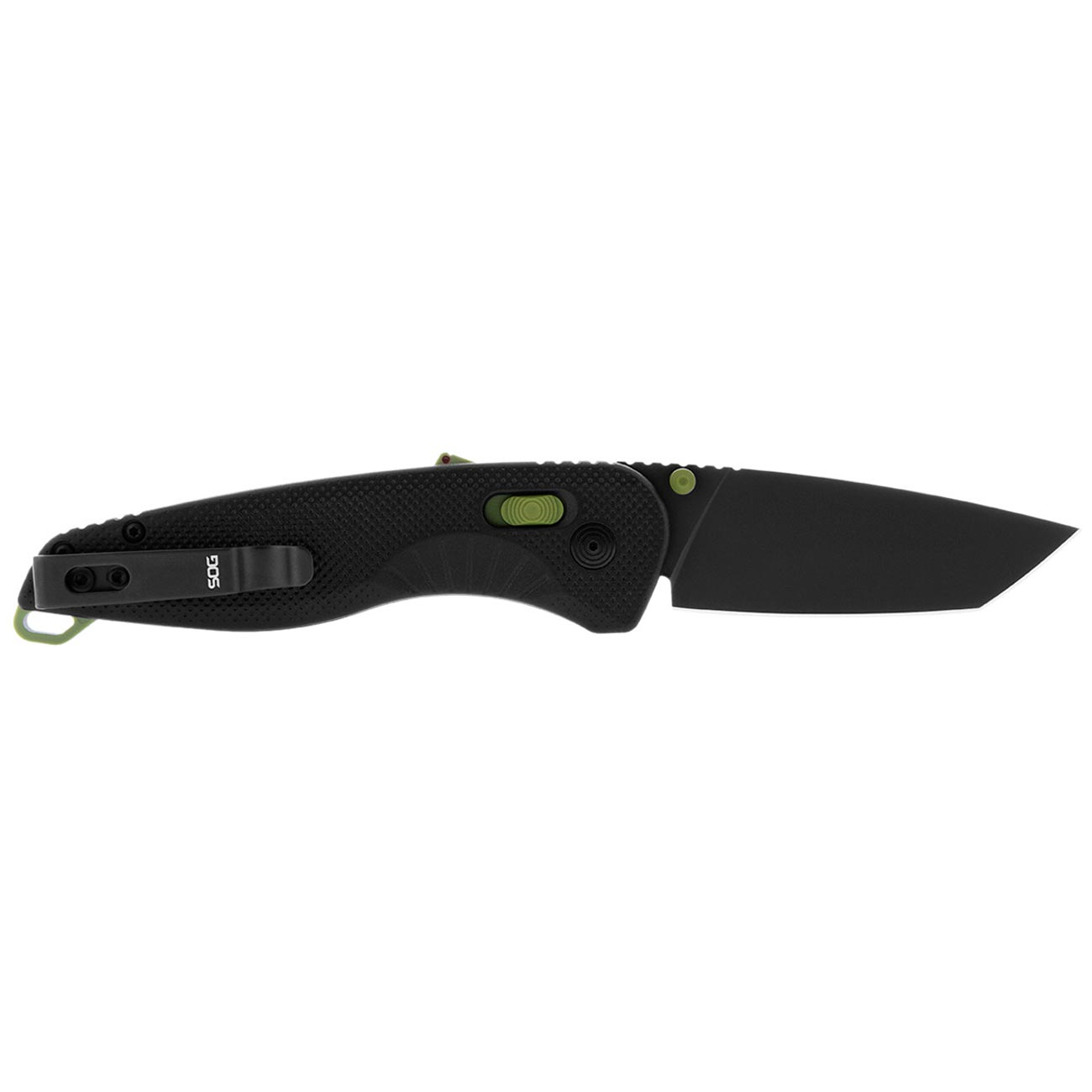 SOG Aegis at Tanto Outdoor Pocket Folding Opening Knife, Ambidextrous at-XR Lock with Ergonomic Handle, D2 Steel Blade, Built-in Blade Locking Safety and Spine-Mounted Safety System, Black & Moss