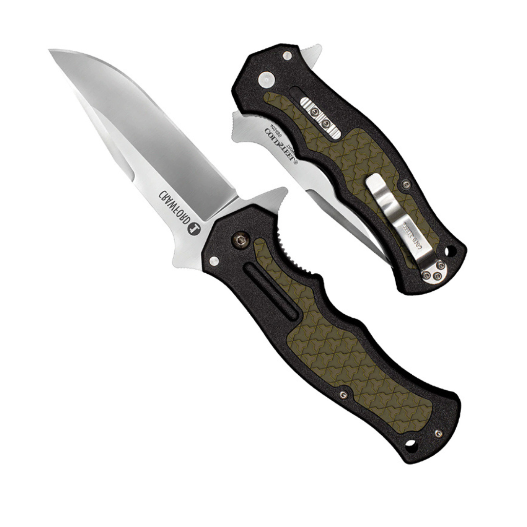 Cold Steel Crawford Model 1 3.5" 4034SS Clip Point Blade 4.875" OD Green Zy-Ex Handle Tactical Folding Knife, Boxed