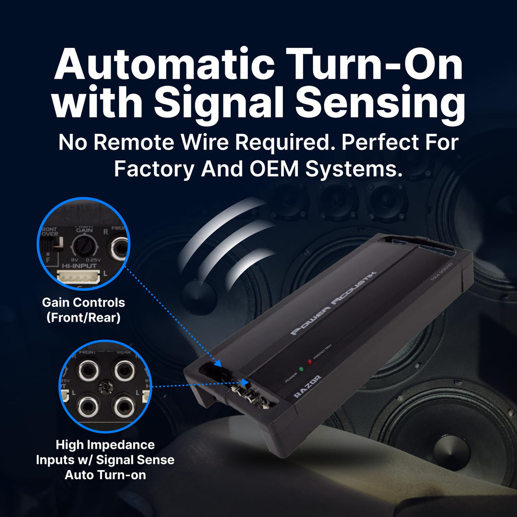 Power Acoustik RZ4-2000D 2000W Class D 4 Channel Amplifier , Black , 13.60in. x 6.30in. x 3.50in.
