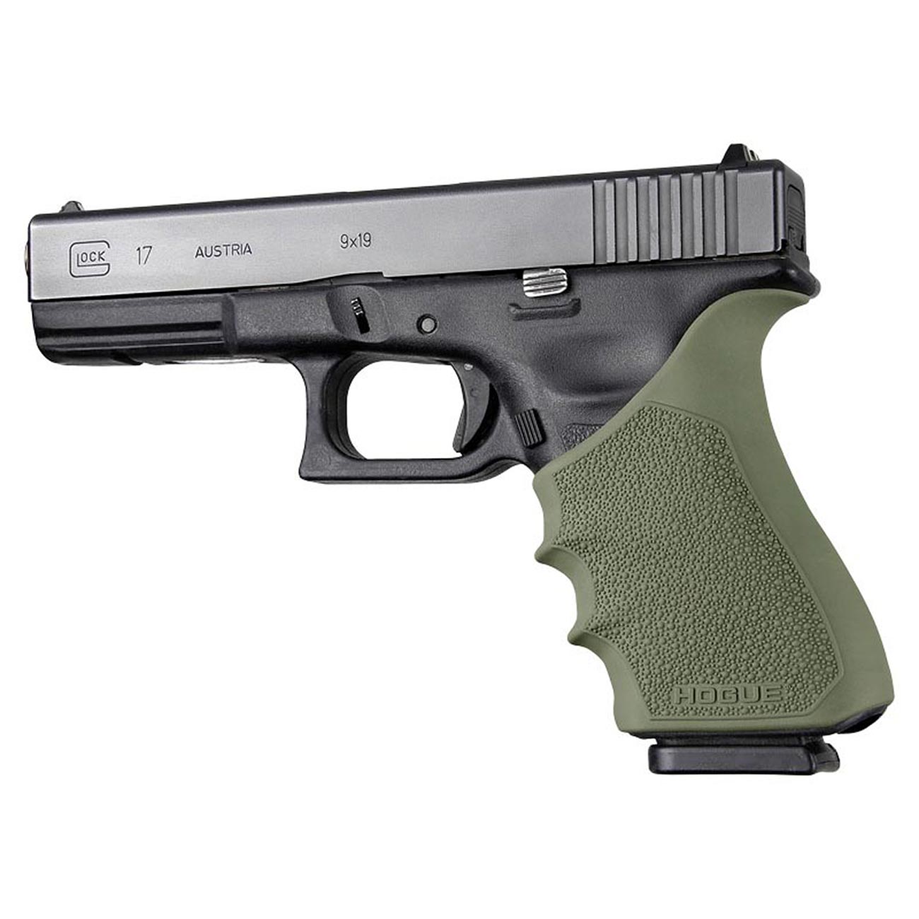 Hogue HandAll Beavertail Rubber Grip Sleeve for Glock 17, 18, 20, 21, 22, 24, 31, 34, 35, 37, 40, 41 (Gen 3 & 4), OD Green - 17031