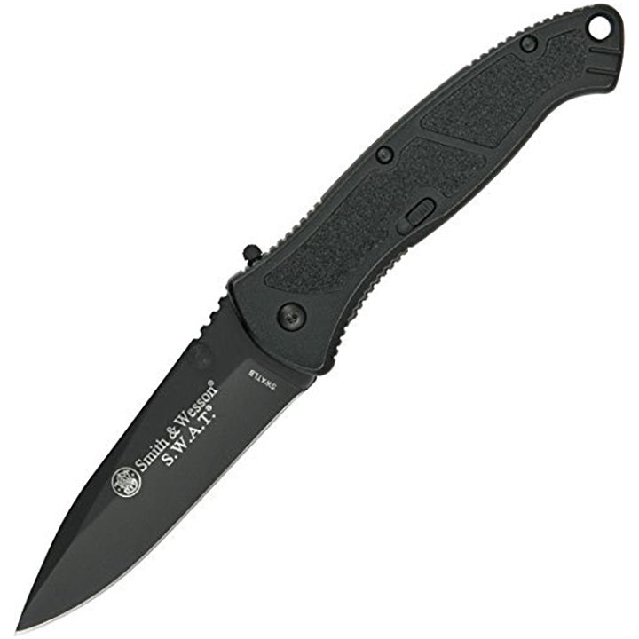 Smith & Wesson Large S.W.A.T. SWATLB 8.5in S.S. Assisted Opening Knife with 3.7in Drop Point Blade and Aluminum Handle for Tactical, Survival and EDC