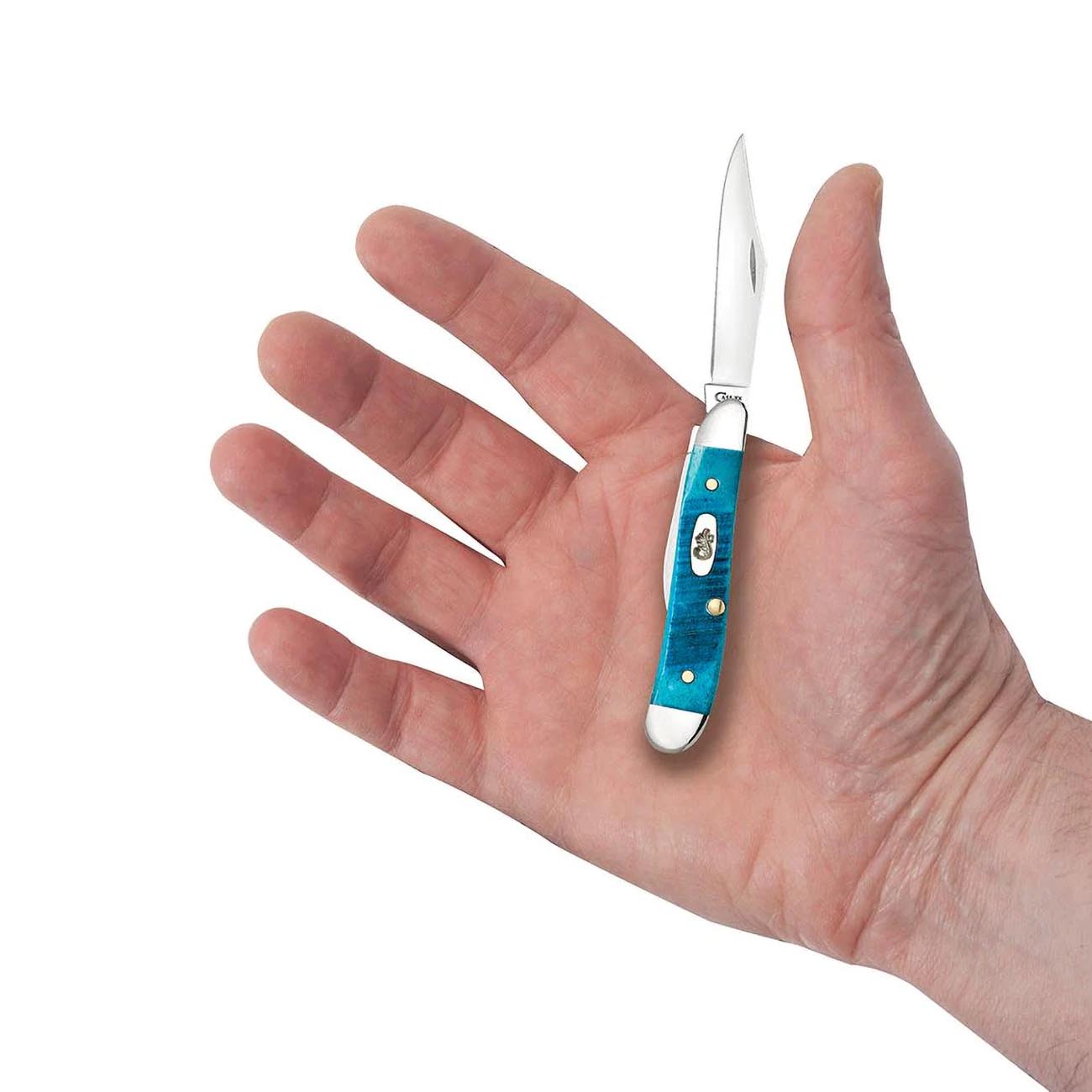 Case WR XX Pocket Knife Peanut Caribbean Blue Jig Bone Item #25596 - (6220 SS) - Length Closed: 2 7/8 Inches