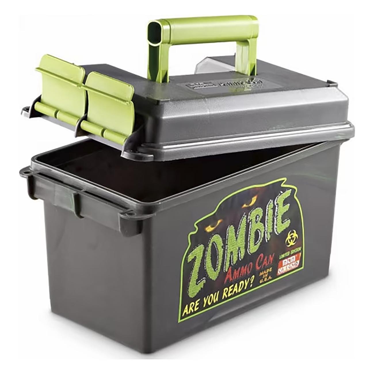 MTM AC50Z Ammo Can, 50-Caliber, Heavy-Duty Dual Latching System, Rugged Polypropylene Plastic, O-Ring Seal System, Water Resistant, Bulk Ammo Storage, USA Made, Zombie