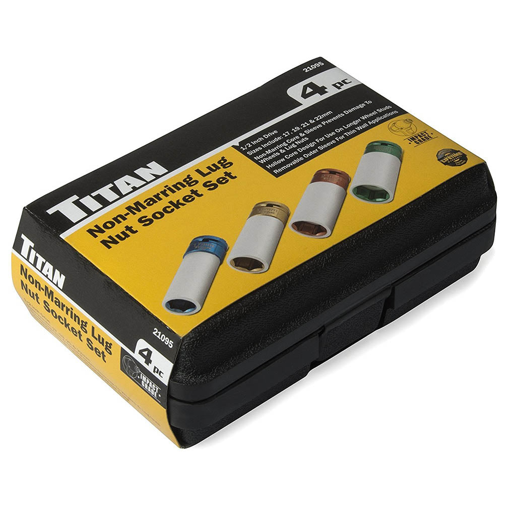 Titan 21095 4-Piece 1/2-Inch Drive Non-marring Impact Deep Lug Nut Socket Set