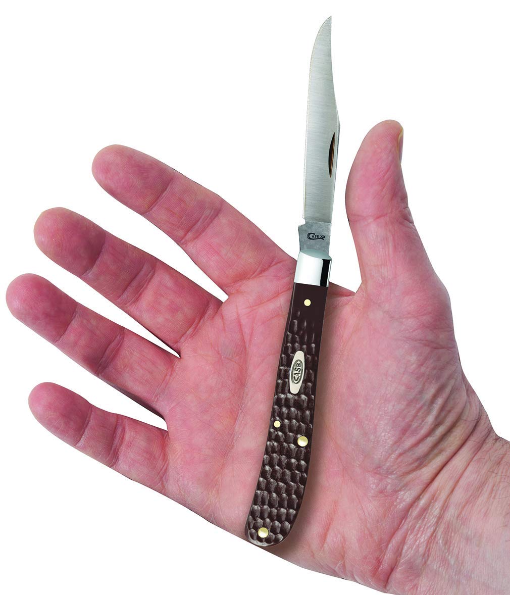 Case 00135 Slimline Trapper Pocket Knife, Stainless Steel/Brown, 4-1/8-In. Blade - Quantity 5