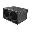 Q Power Dual 10 Inch Vented Triangle Ported Wood Subwoofer Enclosure Box with Durable Bedliner Spray and Spring Loaded Terminals, Black