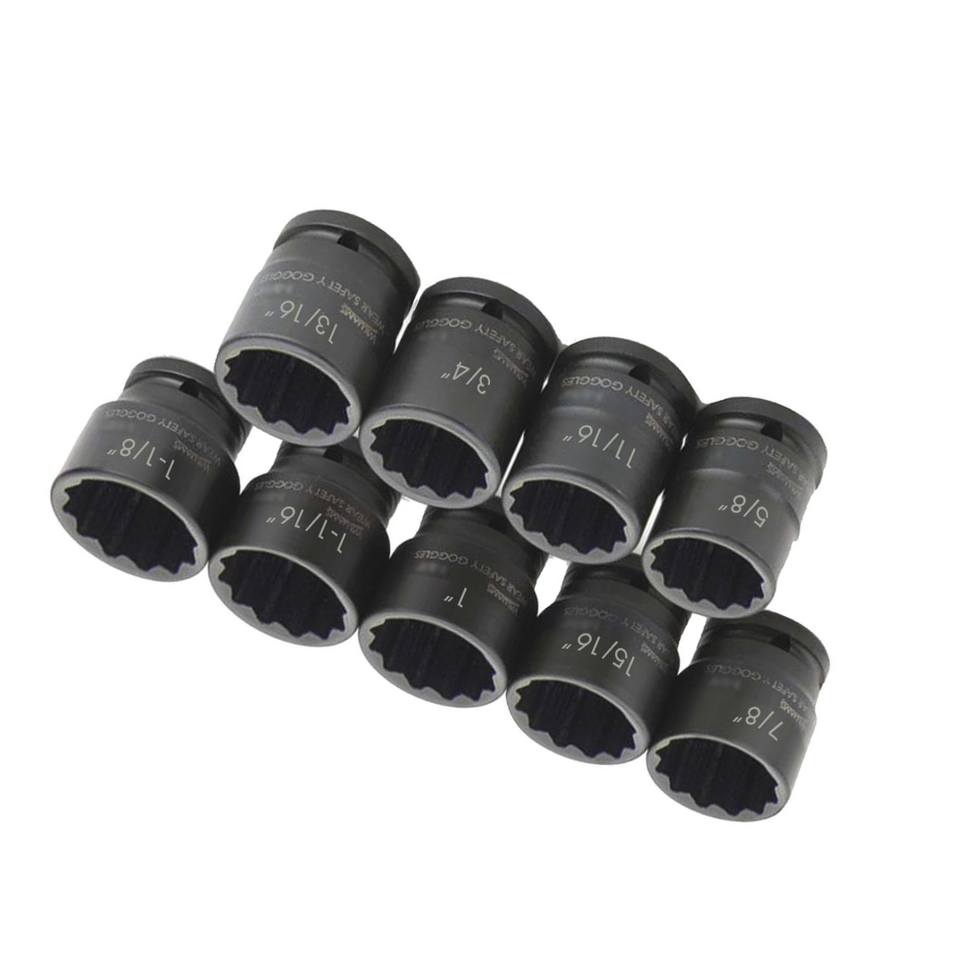 Williams JHW38925 3/4-Inch Drive 12-Point Shallow Impact Socket Set - 9-Piece