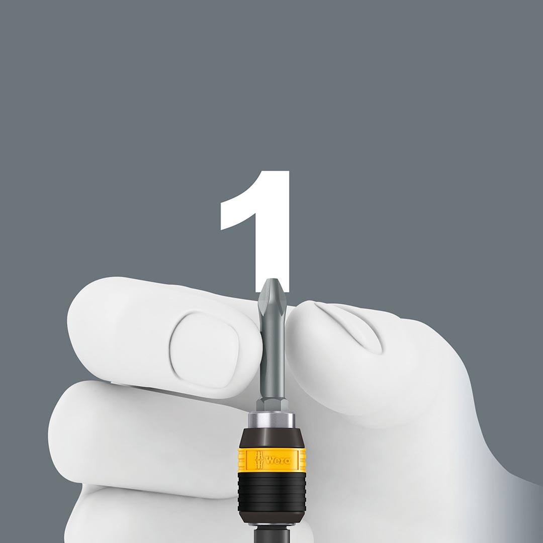Wera 05051273001 Kraftform ESD 813 R Hexagon Bitholding Screwdriver, Non-Magnetic, 1/4" Head, 90mm Blade Length