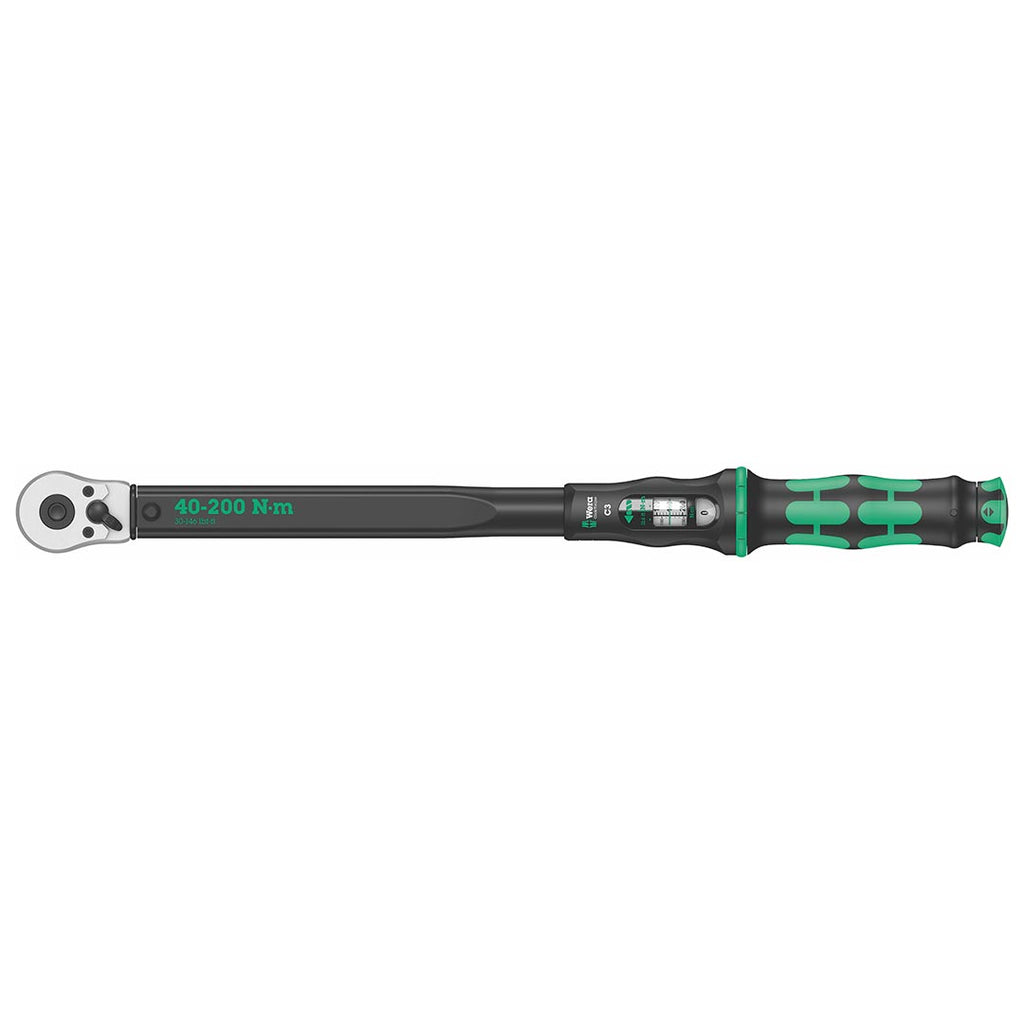 Wera - 5075622001 Click-Torque C 3 torque wrench with reversible ratchet, 1/2" x 40-200 Nm, black/green
