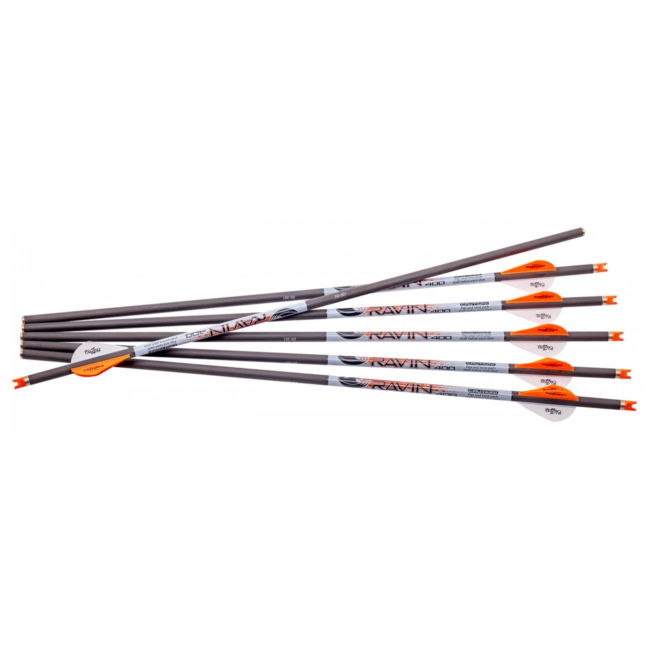 Ravin 20-Inch 400-Grain Premium Carbon Crossbow Bolts 6-Pack - .001" Straightness with Brass Inserts - for Ravin Crossbows (Except R500/R470 Series)