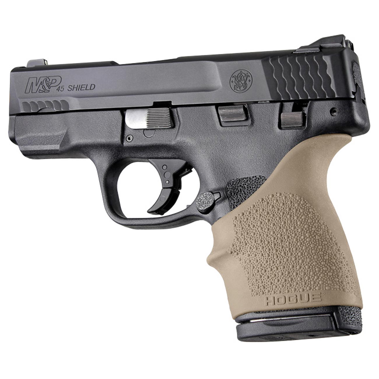 Hogue HandAll Beavertail Rubber Grip Sleeve for S&W M&P Shield 45, FDE - Flat Dark Earth - 18303
