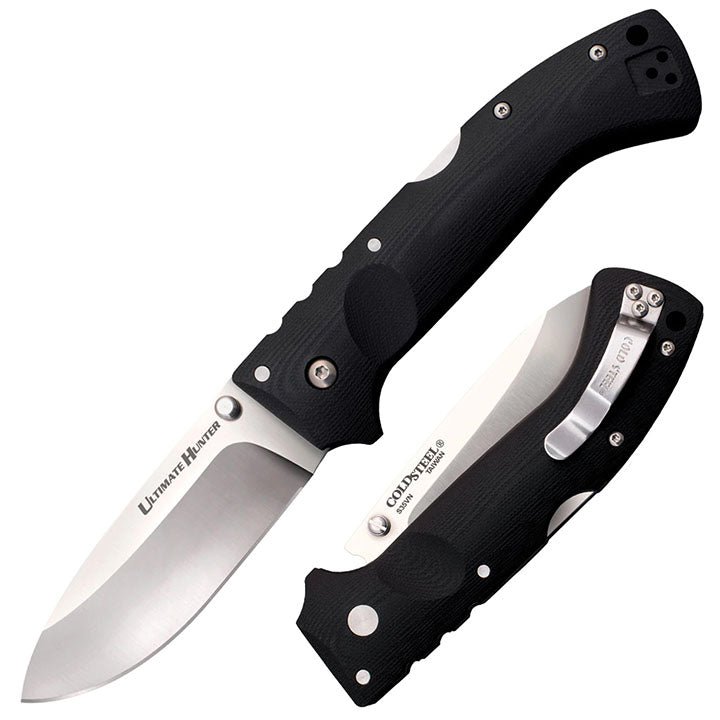 Cold Steel Ultimate Hunter 3.5" S35VN Razor-Sharp Blade 5" G-10 Easy-to-Grip Orange Handle Hunting Folding Knife with Tri-Ad Locking Mechanism