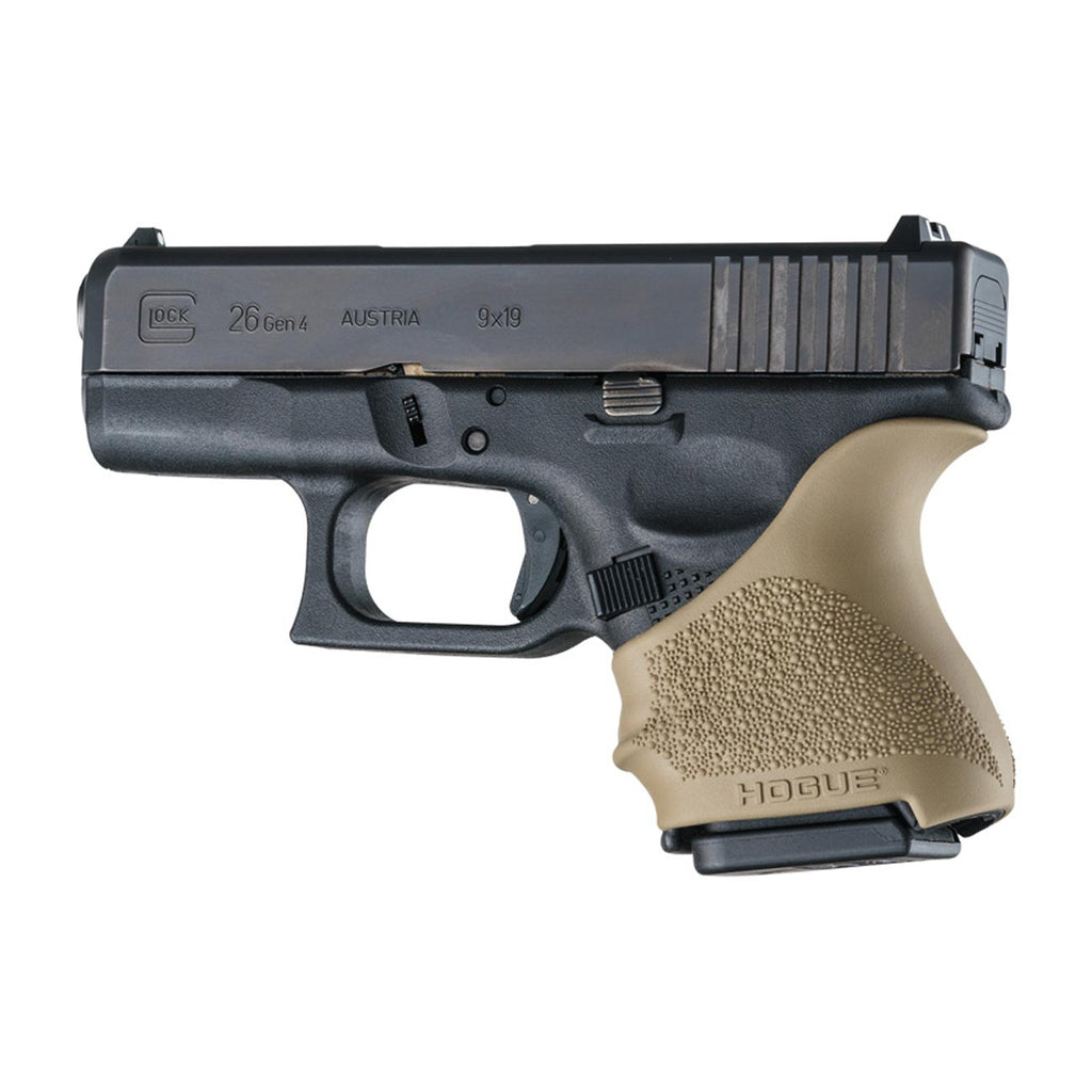 Hogue HandAll Beavertail Rubber Grip Sleeve for Glock 26, 27, 29, 33, 39 (Gen 3 & 4), FDE (Flat Dark Earth) - 18603