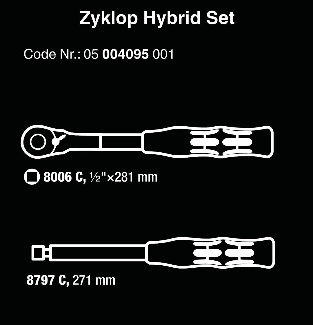 Wera 05004095001 1/2″ Drive Zyklop Hybrid Switch Ratchet & Hybrid Extension – Professional Metal Ratchet Set