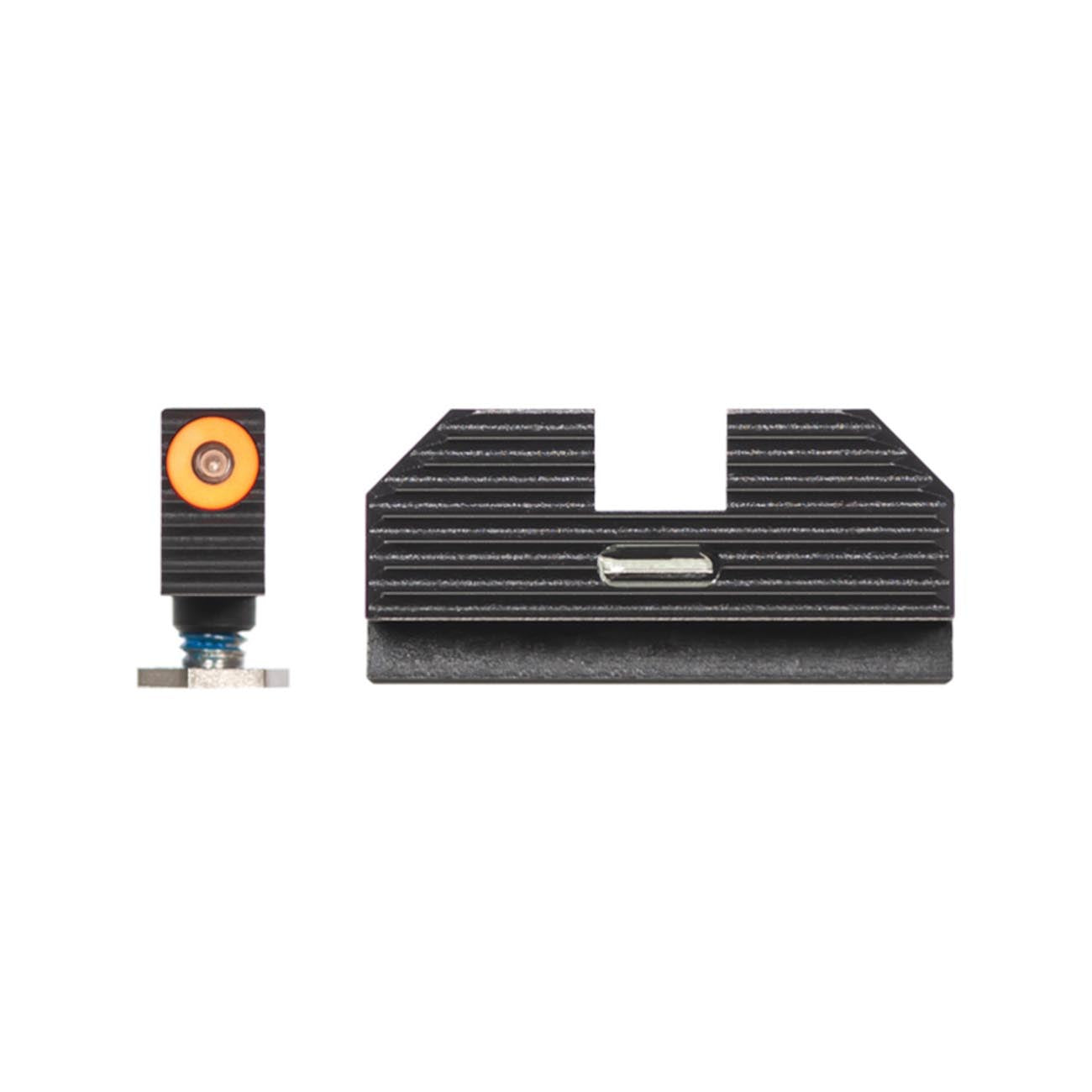 Night Fision Costa Ludus Night Sight Set Compatible with Glock 17/19/22-28/31-35/37-41/45/48 - Orange Front Ring, Rear Sight with Horizontal Tritium Bar