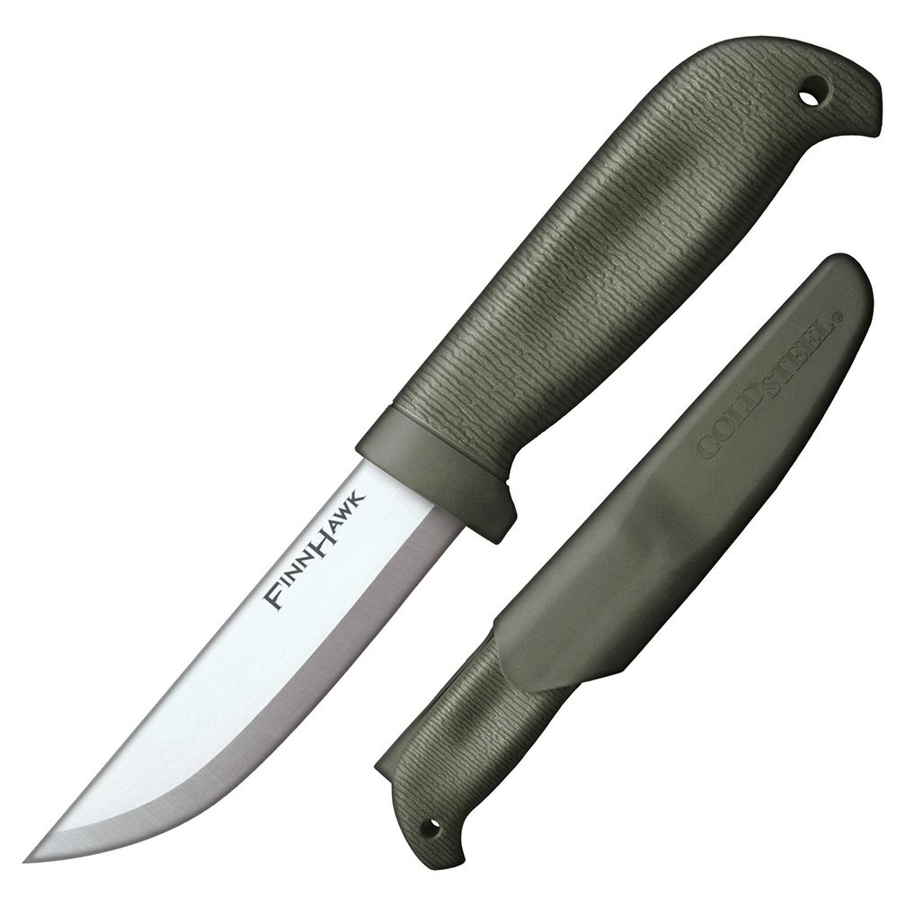 Cold Steel Finn Hawk 4" Durable Compact German 4116 Steel Fixed Blade Outdoor Bushcraft Game Hunting Utility Knife, 4-1/2" Textured Handle with TPR, Secure-Ex Sheath