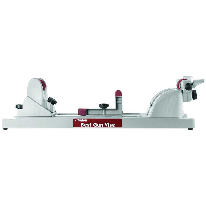 Tipton Best Gun Vise with Secure Adjustable Cradle, Storage Compartments for Cleaning, Gunsmithing and Firearm Maintenance, Red/Grey