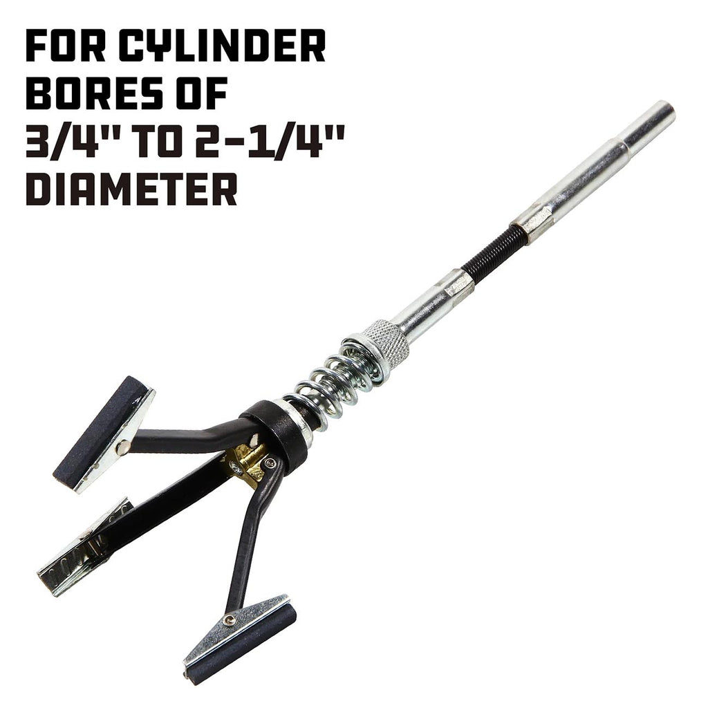 Powerbuilt Disk Brake Cylinder Hone 3/4 Inch to 2-1/4 Inch, 3 Piece 1-1/8 Inch Lenght #220 Medium Grit Stones Included, Adjustable Tension - 648401