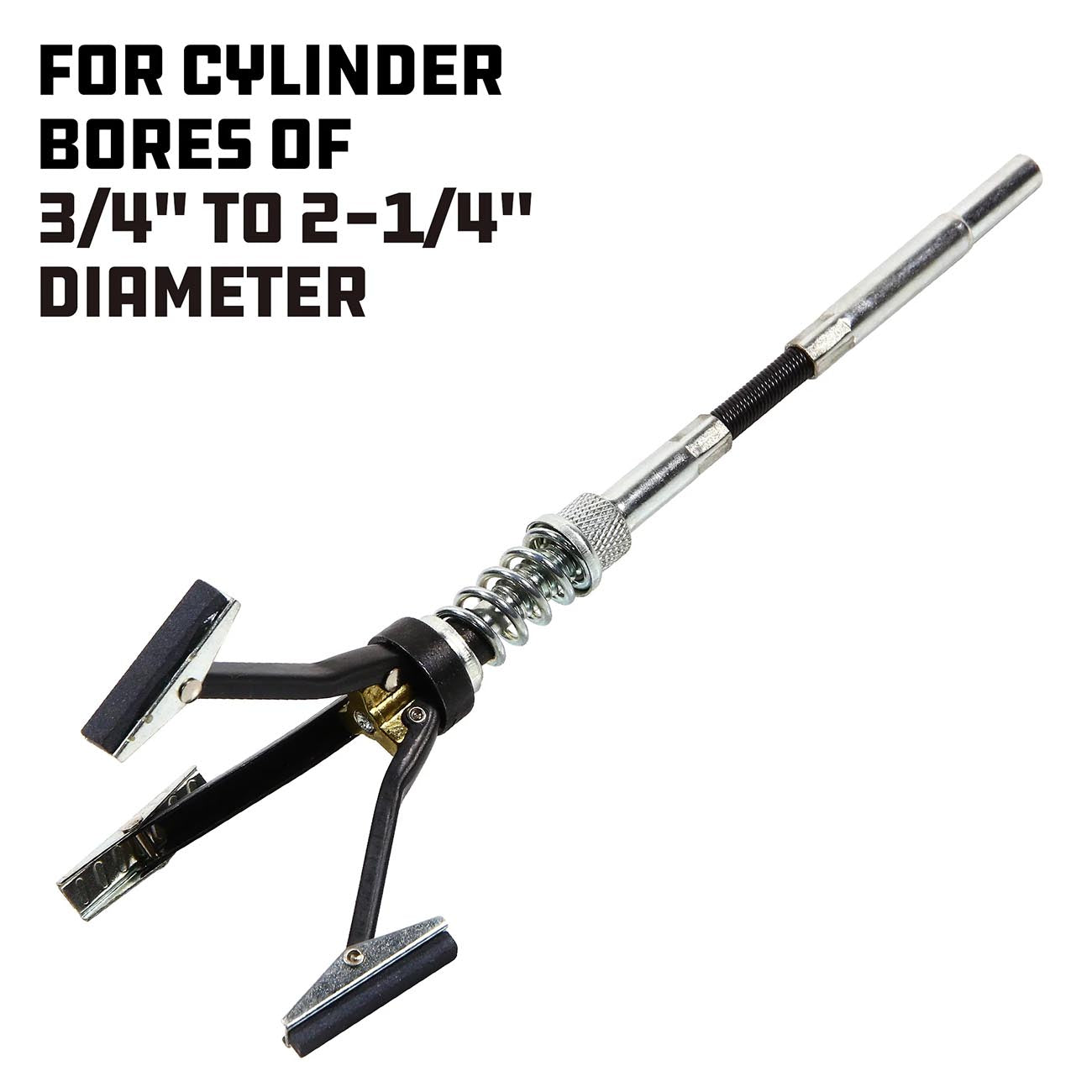 Powerbuilt Disk Brake Cylinder Hone 3/4 Inch to 2-1/4 Inch, 3 Piece 1-1/8 Inch Lenght #220 Medium Grit Stones Included, Adjustable Tension - 648401