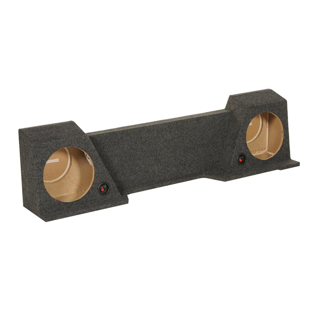 QPower 2‑Hole Dual 10" Empty Woofer Enclosure for GMC/Chevy Extended Cab (High Transmission) ’07–’13 – Down‑Firing Under‑Seat Sub Box