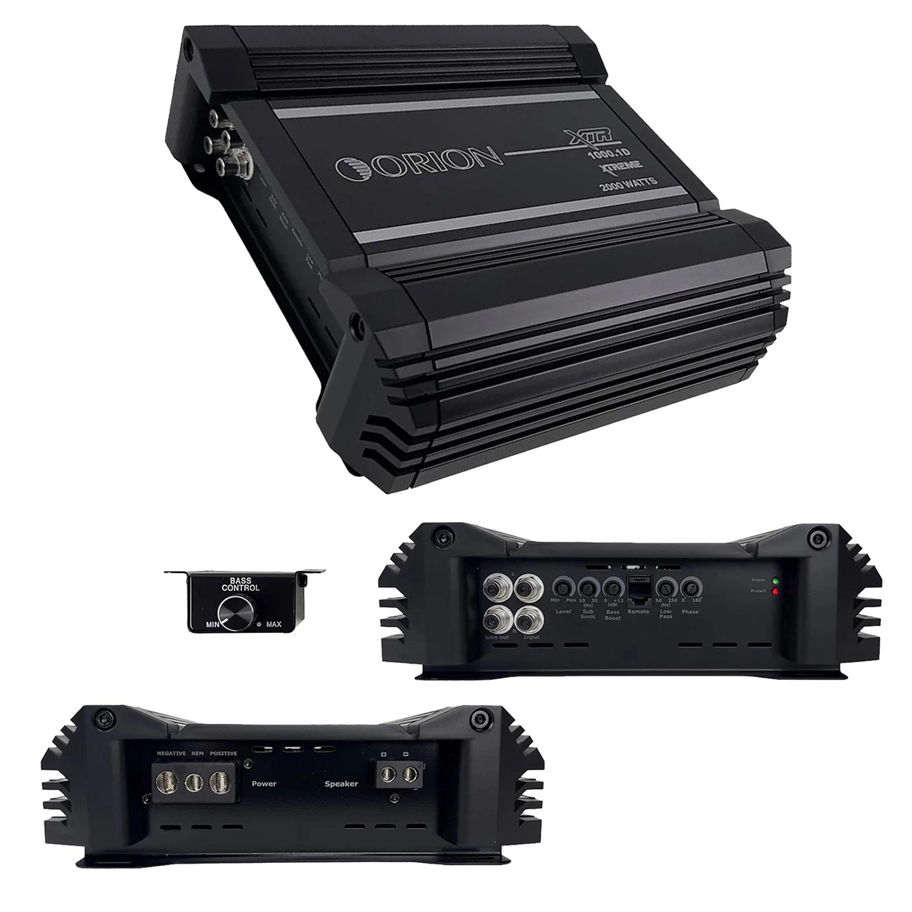 Orion XTR Series XTR1000.1D High Power Monoblock Class D Car Amplifier - 1000W RMS, 1-Ohm Stable, Low-Pass Crossover, Bass Boost Control, MOSFET Power Supply, Bass Knob Included, Made in Korea