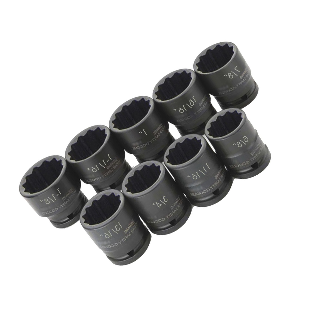 Williams JHW38925 3/4-Inch Drive 12-Point Shallow Impact Socket Set - 9-Piece