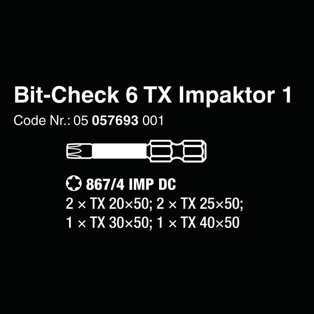 Wera 1/4″ Drive TORX ‘Impact Ready’ Bit Set and Carrying Case (6 Piece)