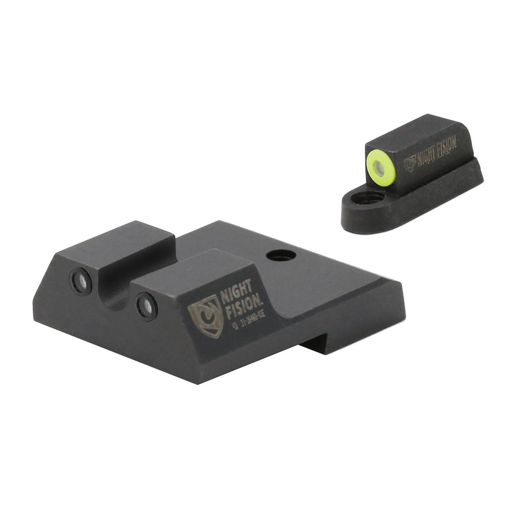 Night Fision Tritium Night Sight Set for CZ USA P-10 C/F - Yellow Front Ring, U Notch Black Rear Rings