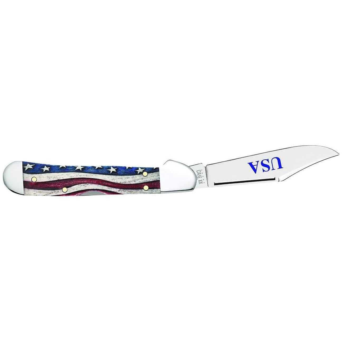 Case WR XX Pocket Knife Patriotic Smooth Natural Bone Mini Copperlock Item #64141 - (61749L SS) - Length Closed: 3 5/8 Inches