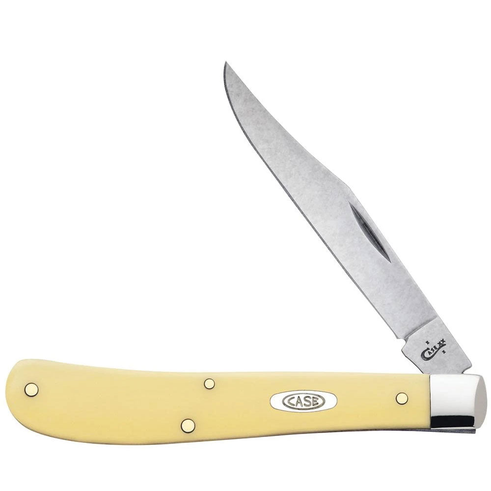 Case WR XX Pocket Knife Yellow Synthetic Slimline Trapper SS Item #80031 - (31048 SS) - Length Closed: 4 1/8 Inches