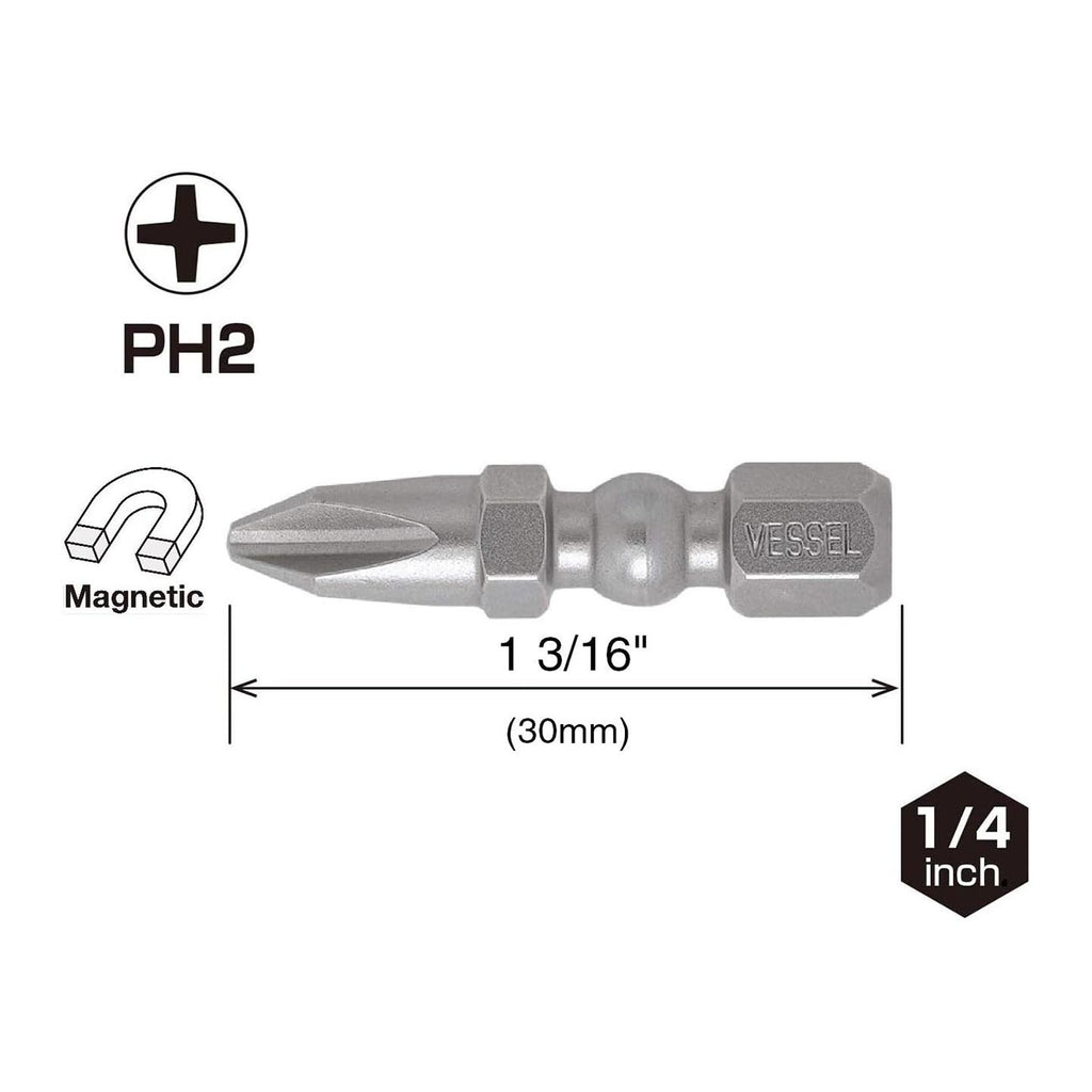 VESSEL - Imp Ball Torsion Bits Ph2X30 15Pc (Tictac) (IBPH230P15T)