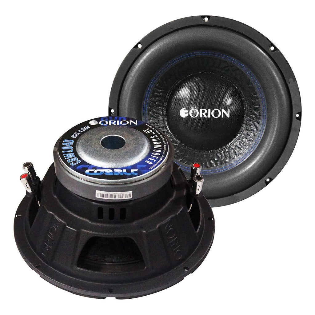 ORION CBW104D Cobalt Series 10” Car Subwoofer, 1200W Max, 300W RMS, Dual 4 Ohm, 2” OFC Voice Coil, UV-Coated Cone, Foam Surround – Reliable Subwoofer for Car Audio Systems & Sub Boxes