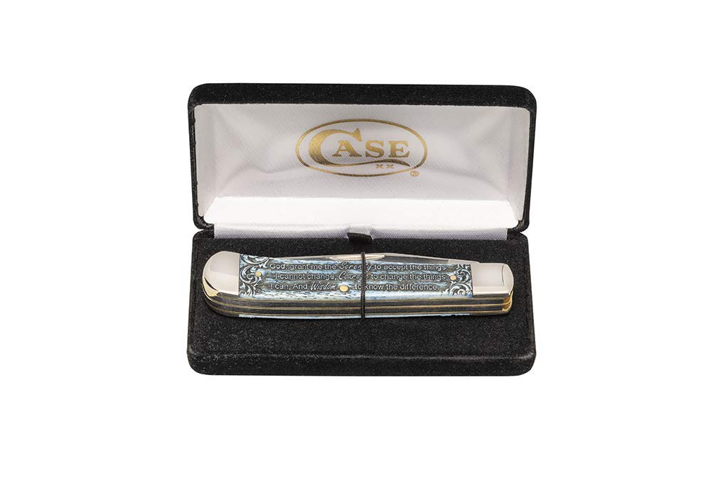 Case WR XX Pocket Knife Serenity Prayer Trapper Natural Bone Color Wash Item #38822 - (6254 SS) - Length Closed: 4 1/8 Inches