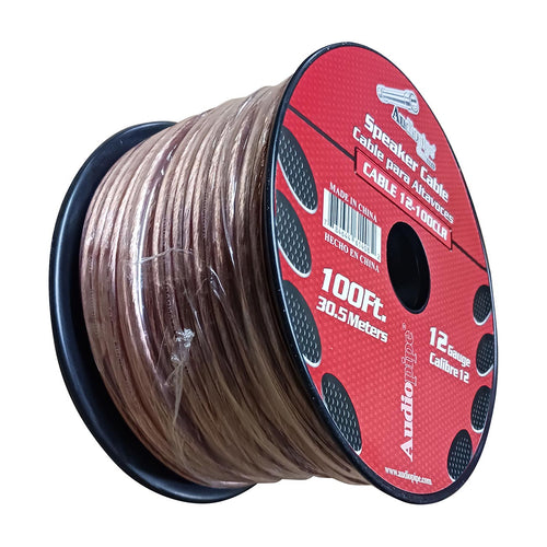 Audiopipe 12‑Gauge 100 ft Clear Insulation Speaker Wire Spool – Stranded 2‑Conductor Audio Cable