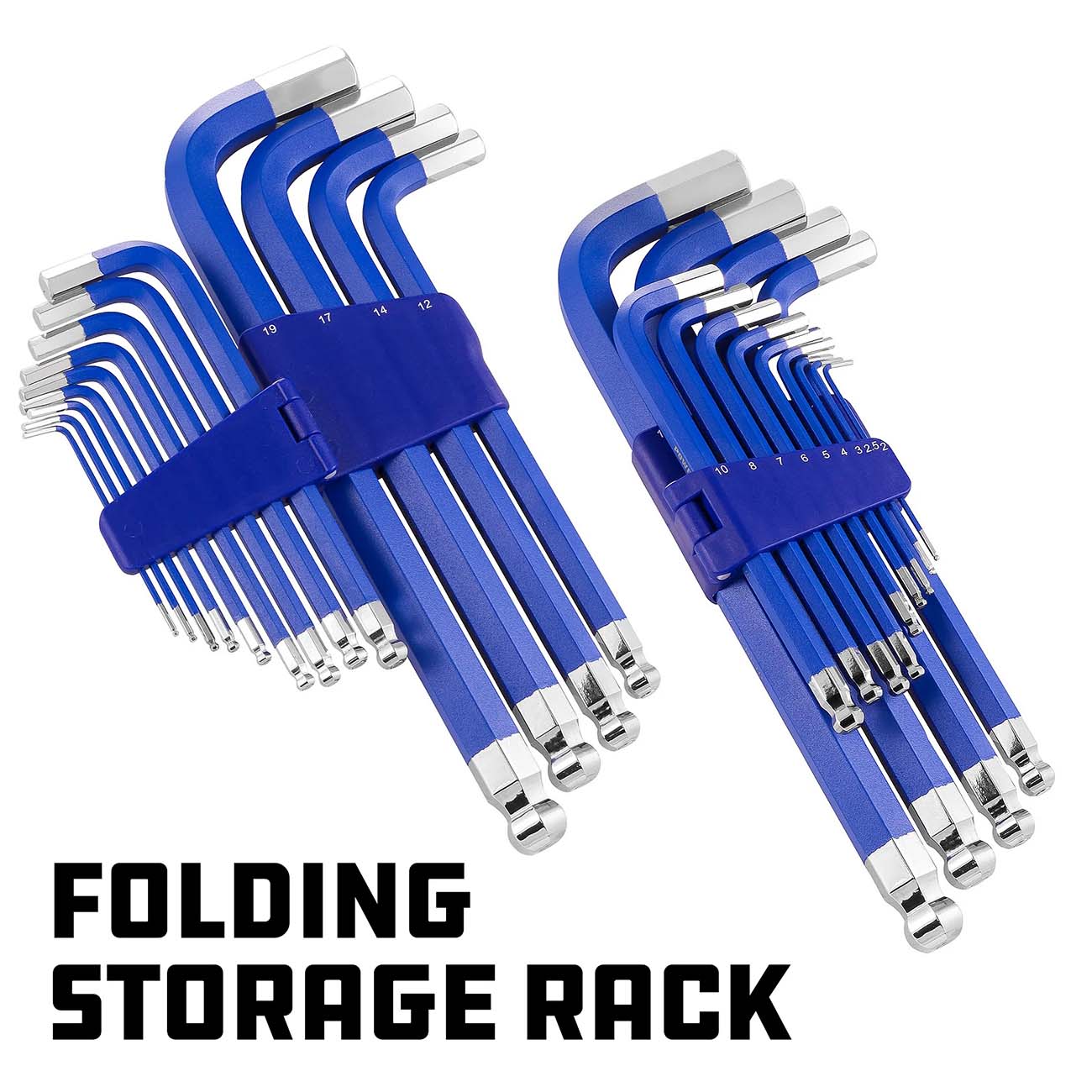 Powerbuilt 13 Piece Metric Jumbo Long Point Magnetic Hex Key Wrench, Allen Hex Key Wrench, 2mm -19mm - 941642