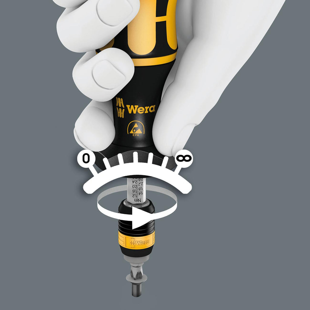 Wera 05074730001 Kraftform ESD 7440 Hexagon Torque Screwdriver, 1/4" Head, 0.3-1.2 Nm Variable Torque Adjustment Range