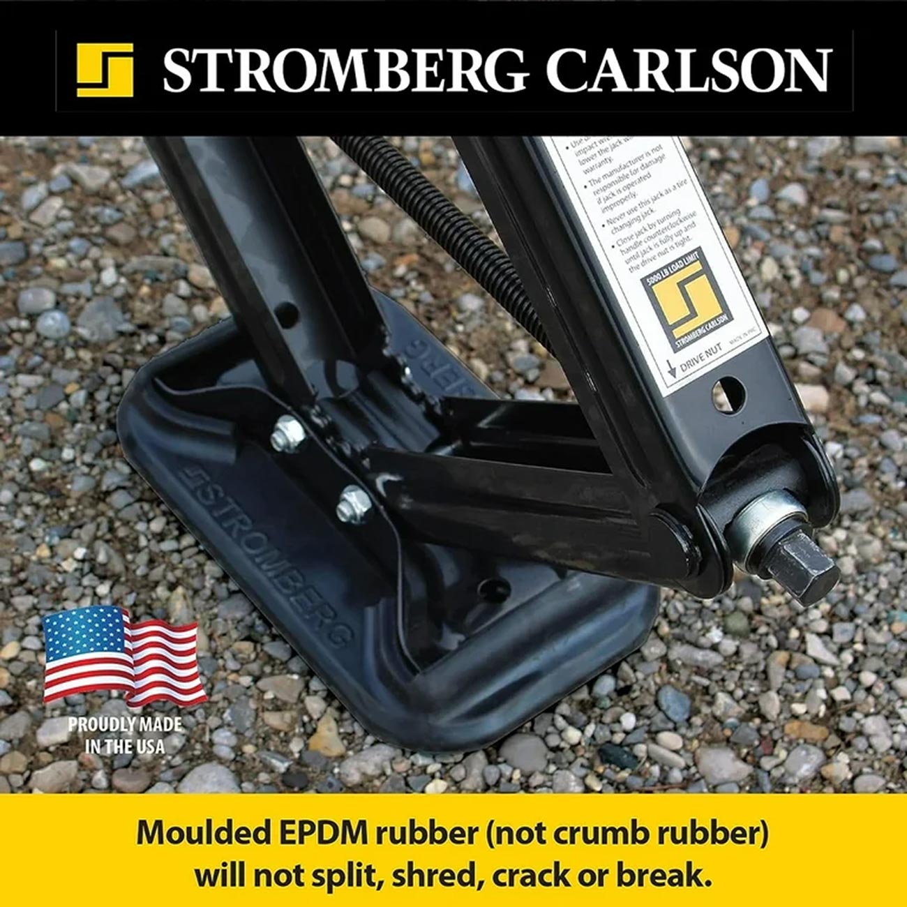 Stromberg Carlson 2-Pack Scissor Jack Shoe - Jack Pads That Stay Attached - Moulded EPDM Rubber Pads w/Drain Holes - Scissor Jack Pads for RV and Campers - Made in The USA