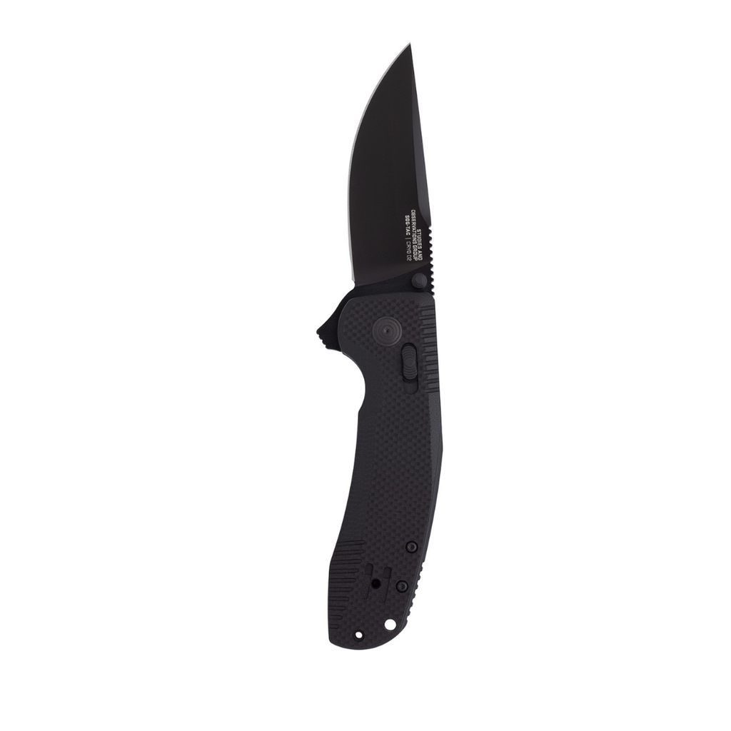 SOG TAC XR Professional Folding Knife | 3.4" D2 Tool Steel Blade & Ultra-Grip G10 Handle | Single-Handed Ambidextrous Use, Blackout