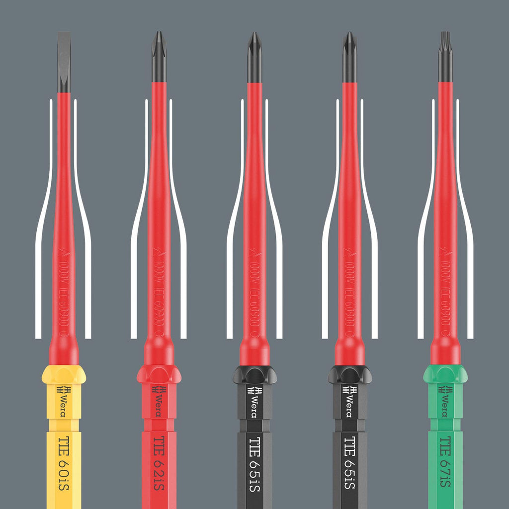Wera VDE Insulated Reduced Shaft Diameter Blade-Holding Screwdriver Set (17 Piece)