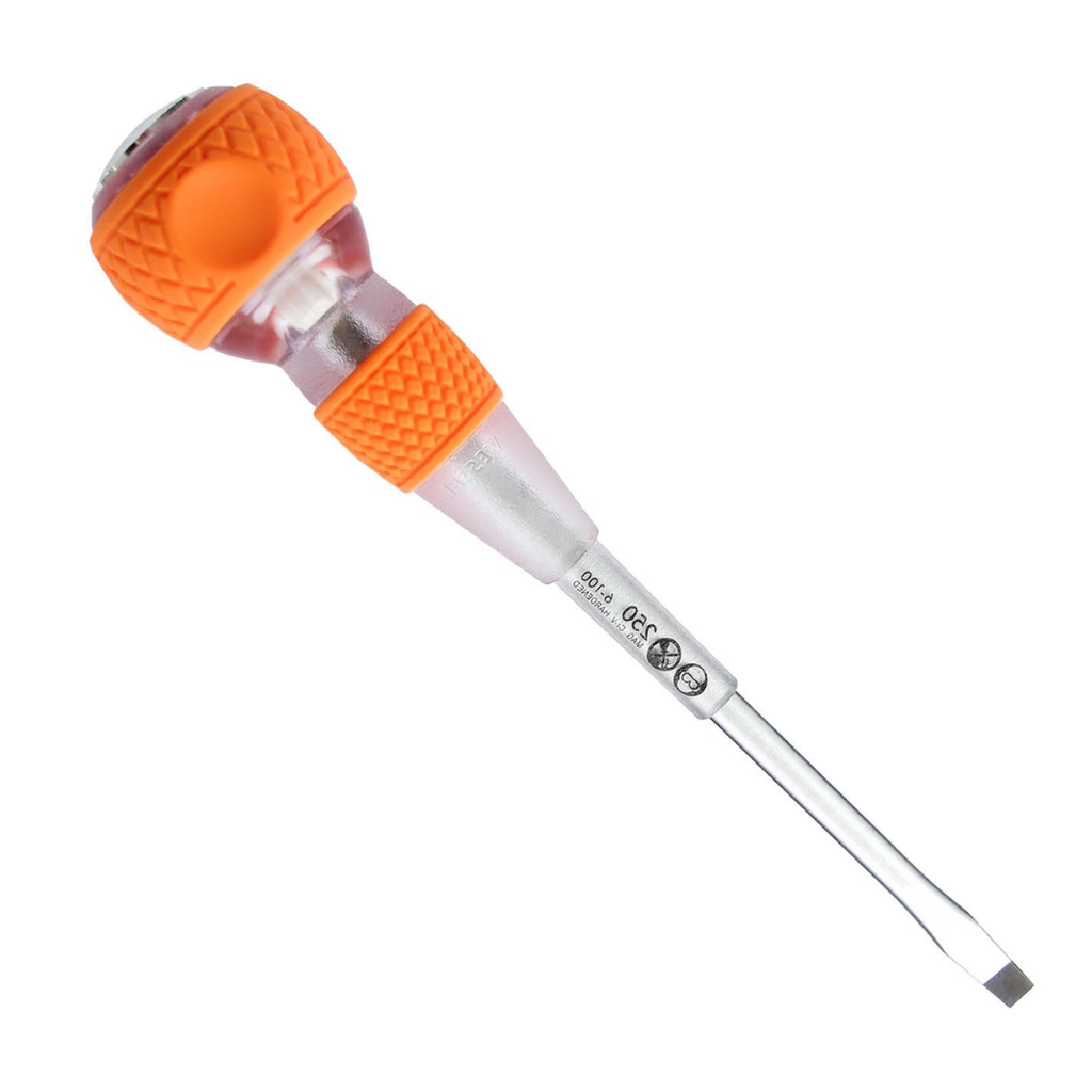 Vessel 250S6100 Ball Grip Tang-Thru Screwdriver – Slotted 6mm x 100mm